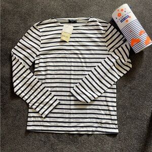 Saint James Navy and White Striped Long-Sleeve Tee